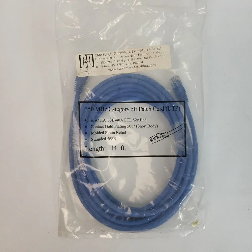 Cat 6 Molded Patch Cord 14FT Blue ethernet cable